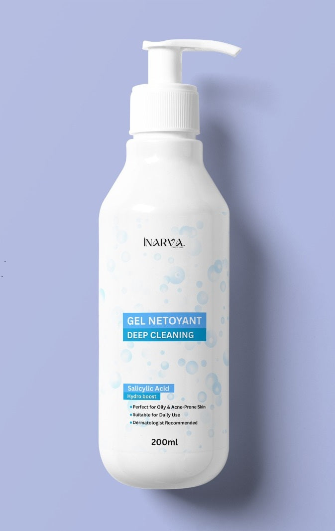 Gel Nettoyant Visage Doux – INARVA Deep Cleaning (200ml) | Acide Salicylique